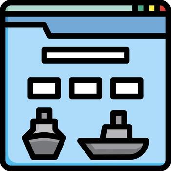 A ship and a boat icon on a computer screen vector