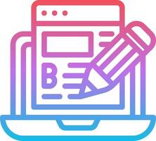 A pen and paper icon with a computer screen vector