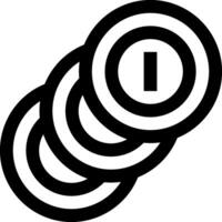 A black and white image of three coins stacked on top of each other vector