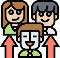 People with arrows and a man with a mask vector