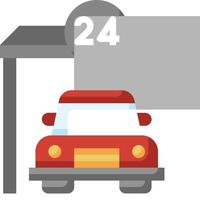 A car is parked under a sign that says 24 vector