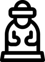 A black and white icon of a man in a hat vector