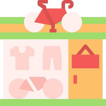 A bicycle is displayed in a box with other items vector