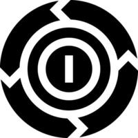 A black and white circular icon with a circle vector
