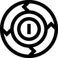 A black and white logo of a circle with an arrow in it vector