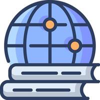 A globe and books icon vector