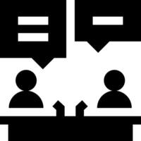 Two people sitting at a table with speech bubbles vector