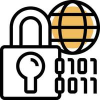 A lock with a globe and a key vector