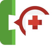 A green and red cross is on the side of a white and green folder vector