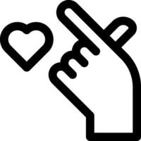 A hand with a heart and a finger pointing to it vector