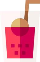 A red and white basket with a straw vector