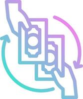 A hand holding a stack of money and a circle around it vector