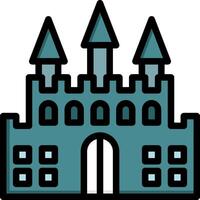 A castle icon with a gate and two towers vector
