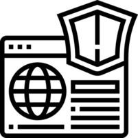 A black and white icon of a shield and globe vector