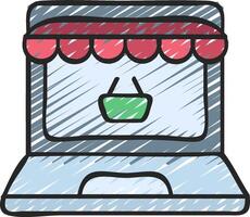 A laptop with a shopping bag on it vector