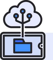 Cloud storage on tablet vector