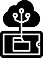 A black and white image of a tree with a computer on top vector
