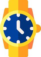 A watch with a blue face and yellow hands vector