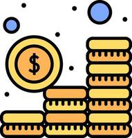 Money icon with stacks of coins and dollar sign vector