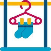 A pair of blue and yellow socks hanging on a hanger vector