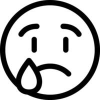 A black and white emoticion with a tear vector