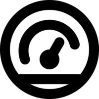 A black and white icon of a speedometer vector
