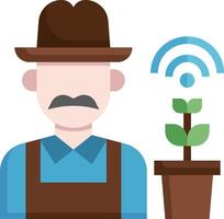 A farmer with a wifi antenna and a plant vector