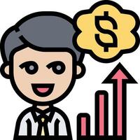 Businessman with dollar sign and growth chart vector