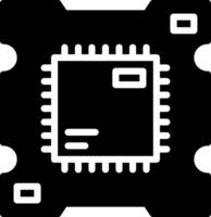 A black and white image of a computer chip vector