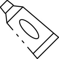 A bottle of toothpaste is shown in a line drawing vector
