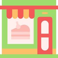 A cake shop with a window and a door vector