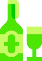 A green bottle and glass with a cross vector