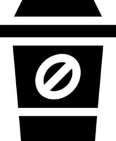 A black and white icon of a coffee cup with a no vector