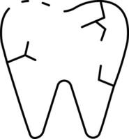 A tooth with a broken tooth in the middle vector