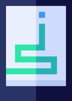 A blue square with a green arrow pointing up vector