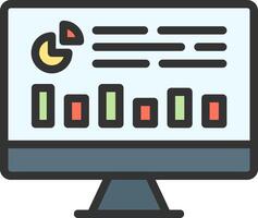 A computer monitor with graphs and charts on it vector