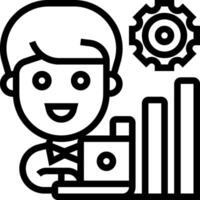 A man with a laptop and a clock icon vector