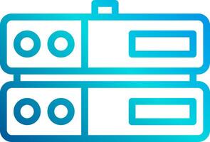 A blue and white icon of two servers vector