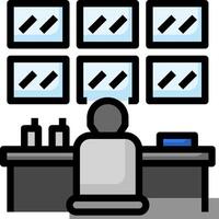A person sitting at a desk with a computer screen vector