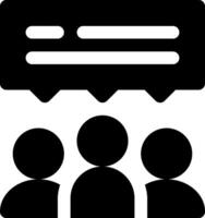 A group of people are standing around a speaker vector