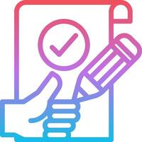A hand holding a pen and a check mark vector
