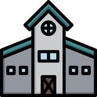A building with a clock tower and a door vector