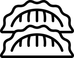 Two dumplings are shown in black and white vector