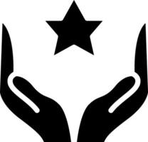 A black and white image of two hands holding a star vector