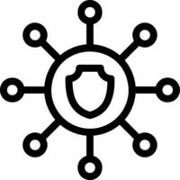 A black and white icon of a shield surrounded by circles vector