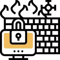 A padlock and a computer on fire vector