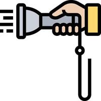 Hand holding a flashlight icon vector