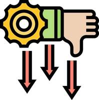 A hand holding a gear and pointing to the left vector