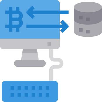 Bitcoin mining on a computer vector