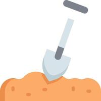 A shovel digging into a pile of dirt vector